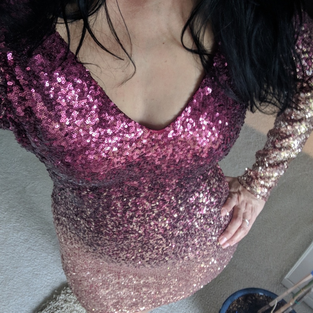 Ombre Sequin Bodycon Dress - Picture 2 of 8